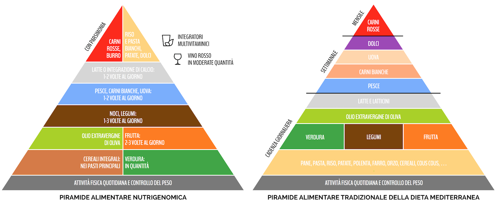 Piramidi alimentari a confronto: nutrigenomica vs. dieta mediterranea
