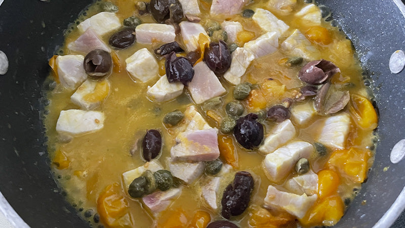 Vollkorn-Penne mit Schwertfisch und Orange