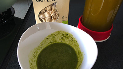 Orecchiette Cappelli mit Garnelen, Kirschtomaten und Pesto