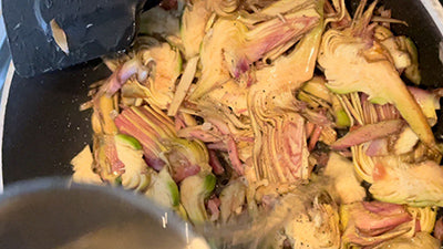 Strozzapreti carciofi, speck e olive