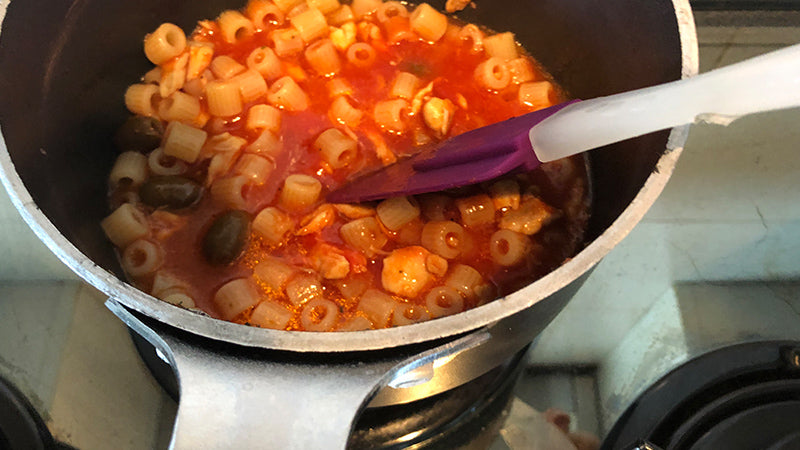 Senatore Cappelli pasta tubes with sea bream and rocket sauce