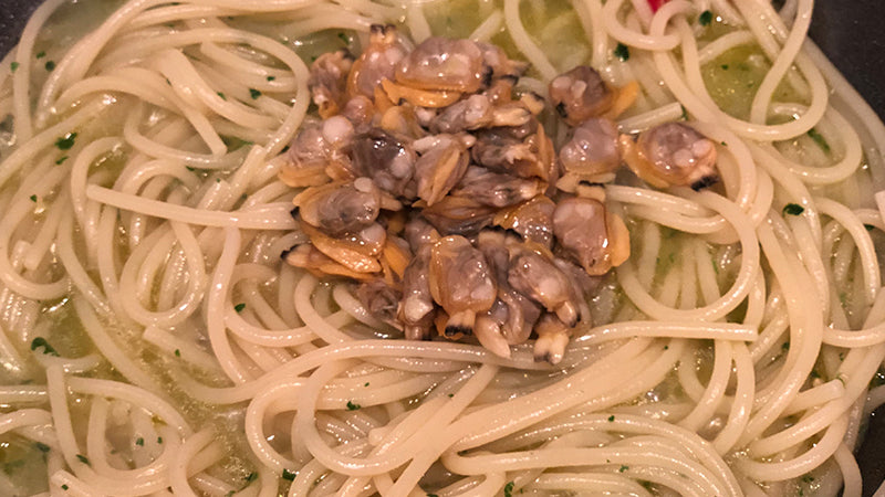 SPAGHETTI SENATORE CAPPELLI, VONGOLE E RISOTTATI CON BOTTARGA