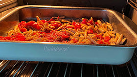 Raschiatelli integrali Senatore Cappelli con ricotta e pomodori al forno