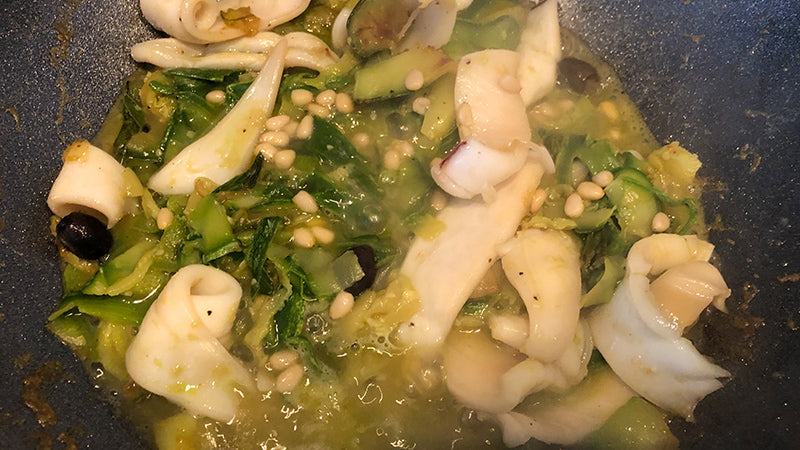 TORCHIETTI INTEGRALI S. CAPPELLI CON CALAMARI E ZUCCHINE