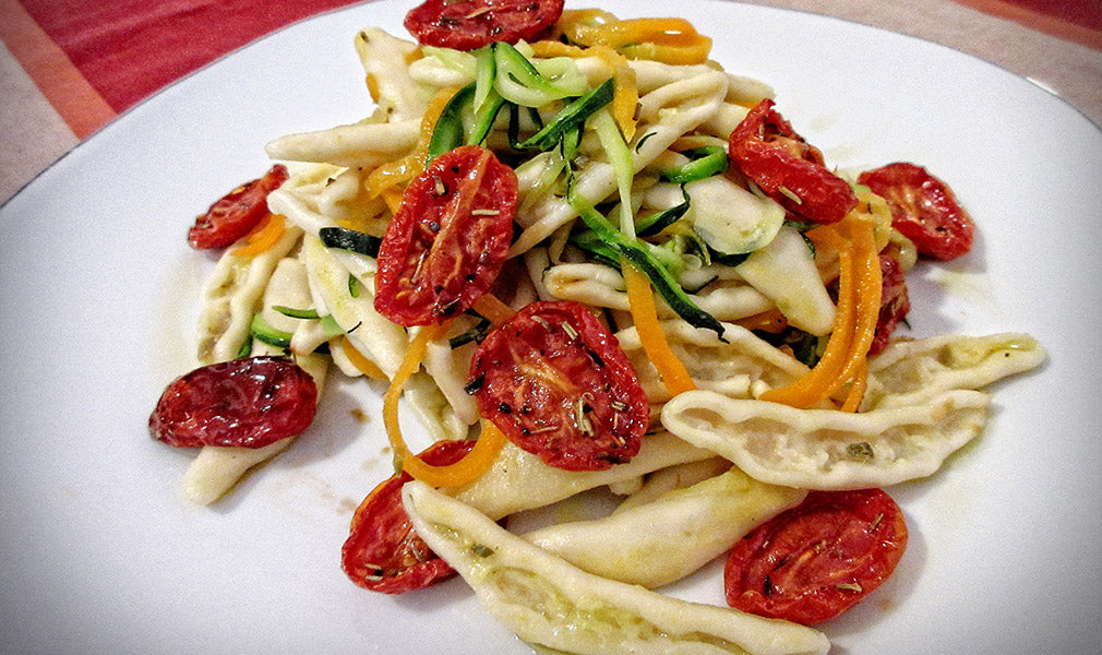 Pasta with confit cherry tomatoes